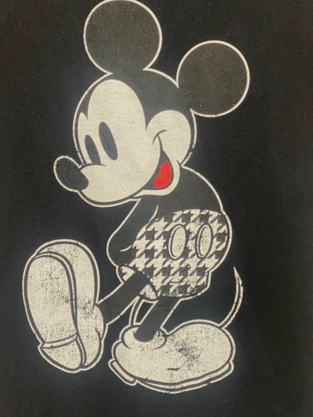 Disney Mickey Mouse Houndstooth Graphic Tee Black L - Picture 4 of 5